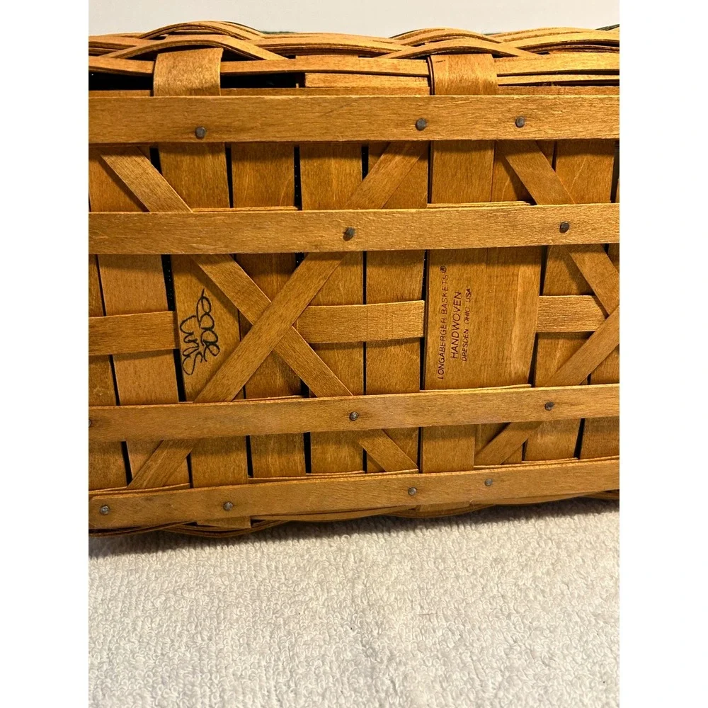 Longaberger 2002 Christmas Collection Traditions Basket Green Liner Protector